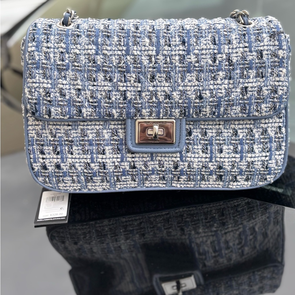 Karl Lagerfeld Chic Blue Tweed Women’s Bag GIFT READY🌺